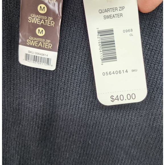 NWT Great Northwest Clothing Co Men’s Medium Black 1/4 Zip Sweater Cotton Blend - Picture 7 of 10